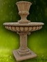 Casa Padrino Barock Gartenbrunnen Dunkelgrau  114 x H. 153 cm - Prunkvoller runder Springbrunnen mit Blumentopf 
