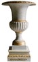 Casa Padrino Barock Gusseisen Vase mit Sockel Wei� / Gold  55 x H. 78 cm - Prunkvolle Gartendeko im Barockstil