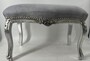 Casa Padrino Barock Hocker Grau / Silber - Handgefertigter Antik Stil Sitzhocker - Wohnzimmer M�bel im Barockstil - Barock M�bel - Edel & Prunkvoll