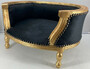 Casa Padrino Barock Hundebett & Katzenbett Schwarz / Gold - Handgefertigtes Hunde & Katzen Sofa im Barockstil - Barock Hunde & Katzen M�bel - Barock Tierm�bel