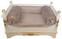 Casa Padrino Barock Hundebett Grau / Creme / Gold - Prunkvolles Antik Stil Hundebett - Handgefertigte Hunde M�bel im Barockstil - Antik Stil Tierm�bel - Barock Tierm�bel