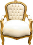 Casa Padrino Barock Kinderstuhl Wei� Lederoptik / Gold - Kinderm�bel im Antik Stil Kinder Stuhl 