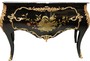 Casa Padrino Barock Kommode Schwarz / Gold 130 cm mit Metallapplikationen und Marmorplatte