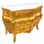 Casa Padrino Barock Kommode mit 4 Schubladen und Marmorplatte Gold / Wei� 120 cm - Prunkvolle Barock M�bel - Barockstil M�bel