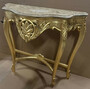 Casa Padrino Barock Konsole Gold / Grau - Handgefertigter Massivholz Konsolentisch mit Marmorplatte - Antik Stil Konsole - Antik Stil M�bel - Barock M�bel - Barock Einrichtung