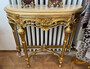 Casa Padrino Barock Konsole Gold / Creme - Handgefertigter Massivholz Konsolentisch mit Marmorplatte - Antik Stil Konsole - Antik Stil M�bel - Barock M�bel - Edel & Prunkvoll