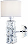 Casa Padrino Designer Wandleuchte Silber / Wei� 15 x 19 x H. 31 cm - Moderne Metall Wandlampe mit eleganten Glaselementen und rundem Lampenschirm