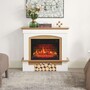 Casa Padrino Landhausstil LED Elektrokamin Wei� / Naturfarben 98,5 x 30 x H. 90 cm