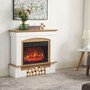 Casa Padrino Landhausstil LED Elektrokamin Wei� / Naturfarben 98,5 x 30 x H. 90 cm