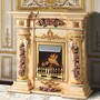 Casa Padrino Luxus Barock LED Keramik Elektrokamin Beige / Bunt / Gold 135 cm - Made in Italy 