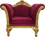 Casa Padrino Barock Lounge Sessel Bordeauxrot / Gold - Handgefertigter Antik Stil Sessel - Wohnzimmer M�bel - Barock M�bel - Edel & Prunkvoll 
