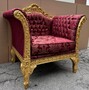 Casa Padrino Barock Lounge Sessel Bordeauxrot Muster / Gold - Barock Mbel