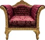 Casa Padrino Barock Lounge Sessel Bordeauxrot Muster / Gold - Barock Mbel