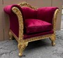 Casa Padrino Barock Lounge Sessel Bordeauxrot / Gold - Barockstil M�bel