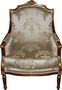 Casa Padrino Barock Lounge Thron Sessel Empire Taupe Muster / Mahagoni Braun / Gold - Ohren Sessel - Limited Edition