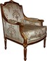 Casa Padrino Barock Lounge Thron Sessel Empire Taupe Muster / Mahagoni Braun / Gold - Ohren Sessel - Limited Edition