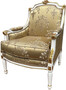 Casa Padrino Barock Lounge Thron Sessel Empire Gold Muster / Wei� / Gold - Interior Wohnzimmer M�bel Antik Stil