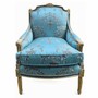 Casa Padrino Barock Lounge Thron Sessel Empire Hellblau Muster / Blau / Gold - Wohnzimmer M�bel im  Barockstil - Barock M�bel - Barock Interior