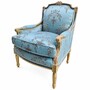 Casa Padrino Barock Lounge Thron Sessel Empire Hellblau Muster / Blau / Gold - Wohnzimmer M�bel im  Barockstil - Barock M�bel - Barock Interior