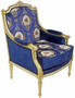 Casa Padrino Barock Lounge Thron Sessel mit elegantem Muster Royalblau / Rot / Wei / Gold 70 x 70 x H. 100 cm - Barock Mbel
