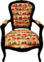 Casa Padrino Barock Salonstuhl mit Comic Design Mehrfarbig / Schwarz / Gold - Handgefertigter Massivholz Salon Stuhl mit Samtstoff - Barock M�bel 