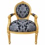 Casa Padrino Barock Salon Stuhl Schwarz / Grau / Gold - Handgefertigter Antik Stil Stuhl mit Armlehnen - Antik Stil M�bel - Barock M�bel