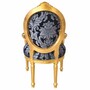 Casa Padrino Barock Salon Stuhl Schwarz / Grau / Gold - Handgefertigter Antik Stil Stuhl mit Armlehnen - Antik Stil M�bel - Barock M�bel