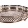 Casa Padrino Barock Messing Serviertablett Silber 39 cm - Barock Deko Accessoires - Gastronomie Accessoires