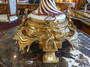 Casa Padrino Barock Deko Schale Bordeauxrot / Mehrfarbig / Wei / Gold  60 x H. 53 cm - Prunkvolle Porzellan Schssel mit elegantem Design - Barock Deko Accessoires
