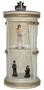 Casa Padrino Barock S�ulenschrank Wei� / Gold H. 120 cm - Runder Vitrinenschrank - Beleuchteter Wohnzimmerschrank mit Glasregal - Barock M�bel 