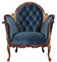 Casa Padrino Barock Salon Samt Sessel Blau / Braun / Messingfarben 86,5 x 71 x H. 94 cm - Barockm�bel