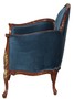 Casa Padrino Barock Salon Samt Sessel Blau / Braun / Messingfarben 86,5 x 71 x H. 94 cm - Barockm�bel