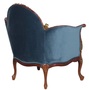 Casa Padrino Barock Salon Samt Sessel Blau / Braun / Messingfarben 86,5 x 71 x H. 94 cm - Barockm�bel
