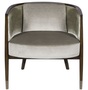 Casa Padrino Art Deco Lounge Sessel Dunkelbraun / Silber / Gold 74 x 83 x H. 71 cm - Art Deco M�bel - Luxus Qualit�t