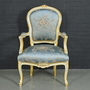 Casa Padrino Barock Salon Stuhl Medaillon Mod1 mit Armlehnen Hellt�rkis / Gold - Antikstil Stuhl