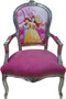 Casa Padrino Barock Salon Stuhl Prinzessin Rosa / Silber - Barock M�bel 
