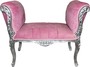 Casa Padrino Barock Schemel Hocker Rosa/Silber mit Bling Bling Glitzersteinen - Barock Sitzbank 