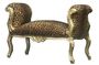Casa Padrino Barock Schemel Hocker Leopard / Gold - Sitzbank 