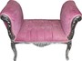 Casa Padrino Barock Schemel Hocker Rosa/Silber mit Bling Bling Glitzersteinen - Barock Sitzbank 