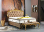 Casa Padrino Barock Schlafzimmer Set Braun / Gold - Prunkvolles Doppelbett mit Sitzbank - Schlafzimmer M�bel im Barockstil