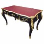 Casa Padrino Barock Schreibtisch Schwarz / Gold / Bordeauxrot 141 cm - Prunkvoller Barockstil Sekret�r mit 3 Schubladen - Barock B�ro M�bel