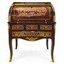 Casa Padrino Barock Sekret�r mit 8 Schubladen Dunkelbraun Intarsien / Gold H. 120 cm - Prunkvolle Barock B�ro M�bel