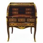 Casa Padrino Barock Sekret�r mit 8 Schubladen Dunkelbraun Intarsien / Gold H. 120 cm - Prunkvolle Barock B�ro M�bel