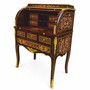Casa Padrino Barock Sekret�r mit 8 Schubladen Dunkelbraun Intarsien / Gold H. 120 cm - Prunkvolle Barock B�ro M�bel