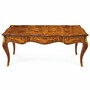 Casa Padrino Barock Schreibtisch mit 3 Schubladen Braun Intarsien 200 cm - Barock B�ro M�bel - Prunkvolle Barockstil M�bel