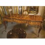 Casa Padrino Barock Schreibtisch mit 3 Schubladen Braun Intarsien 200 cm - Barock B�ro M�bel - Prunkvolle Barockstil M�bel