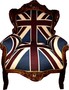 Casa Padrino Barock Sessel King  Union Jack / Braun - M�bel Antik Stil Englische Flagge 