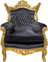 Casa Padrino Barock Sessel Al Capone Schwarz-Gold Mod4 