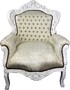Casa Padrino Barock Sessel King Creme Muster / Wei� - Barock M�bel 