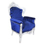 Casa Padrino Barock Sessel King Royalblau / Silber - Barock M�bel Antik Stil